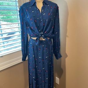 Vintage Celine silk shirt and skirt